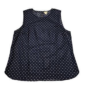 *NWOT* J. Crew Sleeveless Tank/Blouse - Size 14 - Navy/White Polka Dots